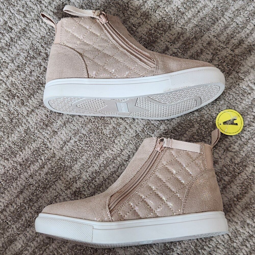 Steve Madden girls Adaptive Reggie iridescent beige wedge sneakers size 3 youth - Picture 7 of 12